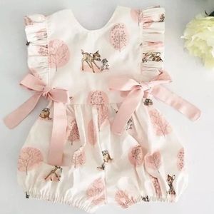 Bambi Romper with cream color Bows - 3-6 mth